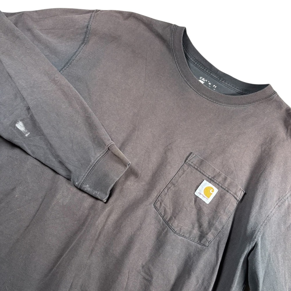 Carhartt Long Sleeve Pocket‎ T-Shirt Faded Black Charcoal Gray Sz M Streetwear